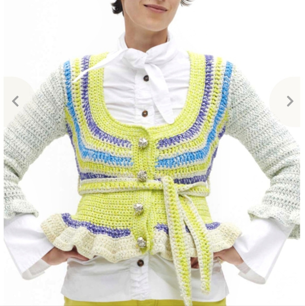 Ganni Multicolor Crochet Knit‎ Cardigan